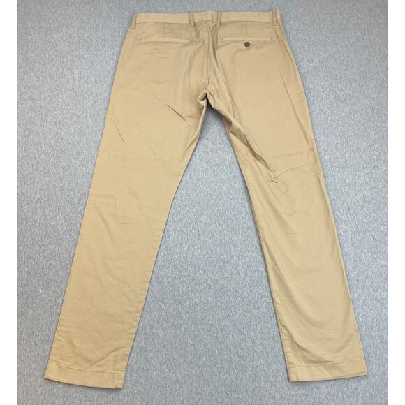 J Crew Pants Mens 33 x 32 Khaki Stretch Slim Fit Flex Chino Flat Front Tapered - Picture 2 of 9
